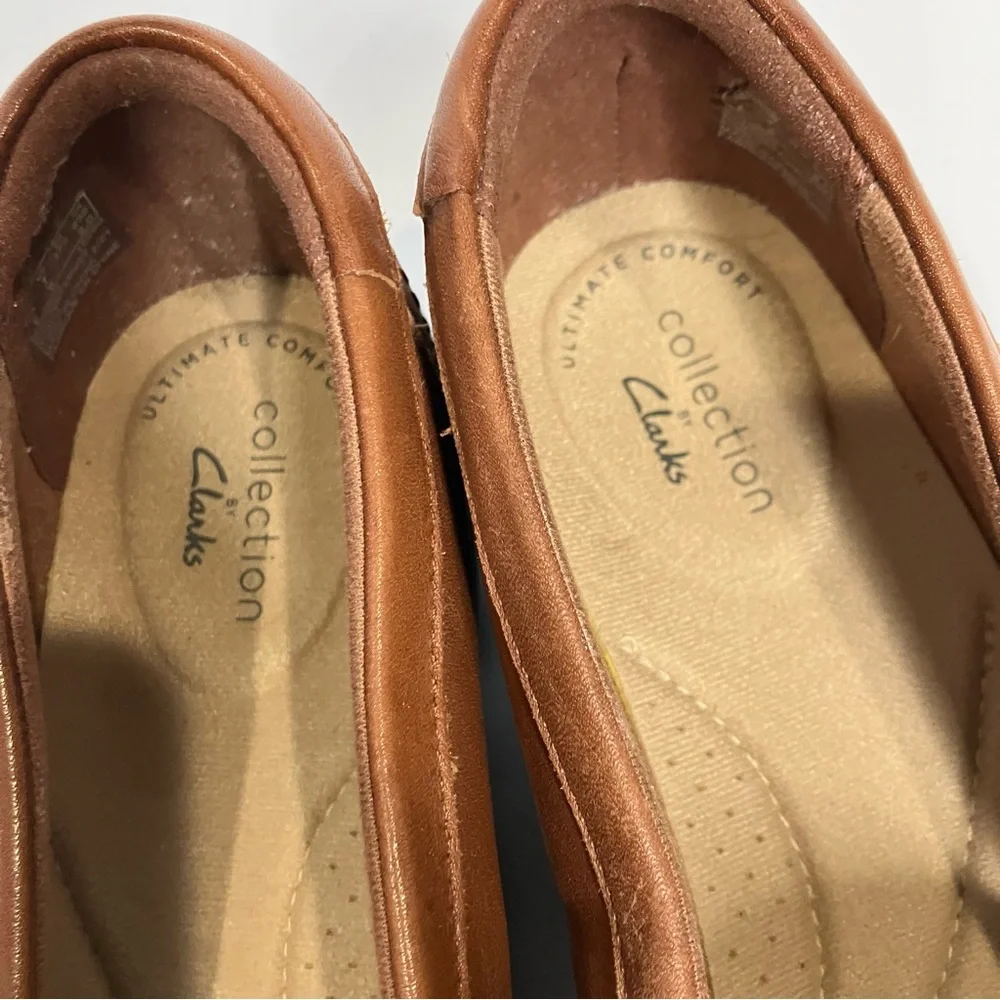 Clarks brown leather loafers slip‎ on loafers business casual comfort women’s 7